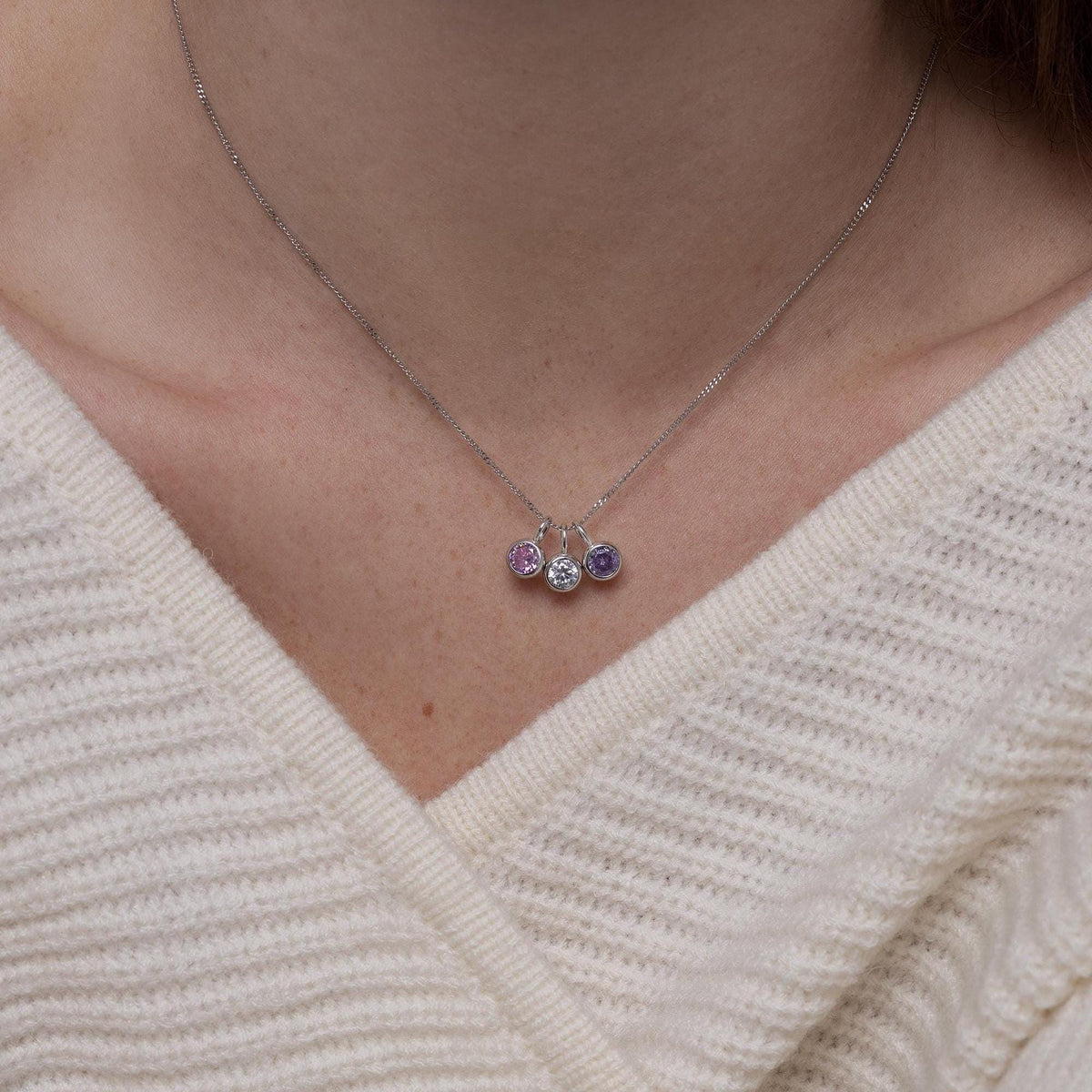 Tanzanite Blue CZ Bubble Pendant Necklace