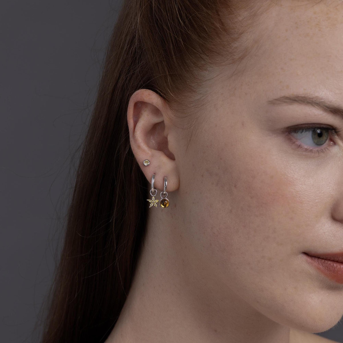 Sterling Silver Citrine Yellow CZ Stud Earrings, 4mm November Birthstone CZ Earrings, Silver, Gold or Rose Gold, Stacking Earrings