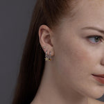 Citrine Yellow CZ Flower Hoop Earrings