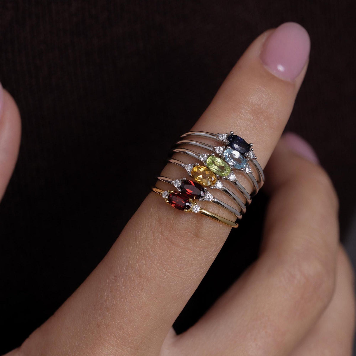 Citrine CZ Oval Cut Gemstone Ring