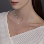 CZ Starburst Double Layer Necklace with Satellite Chain
