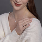CZ Starburst Double Layer Necklace with Satellite Chain