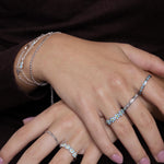 Enamel Forget Me Not Flower Trio Charm Bracelet