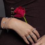 Enamel Forget Me Not Flower Trio Charm Bracelet