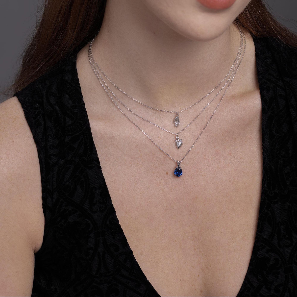 Moss Agate Pear Pendant Necklace