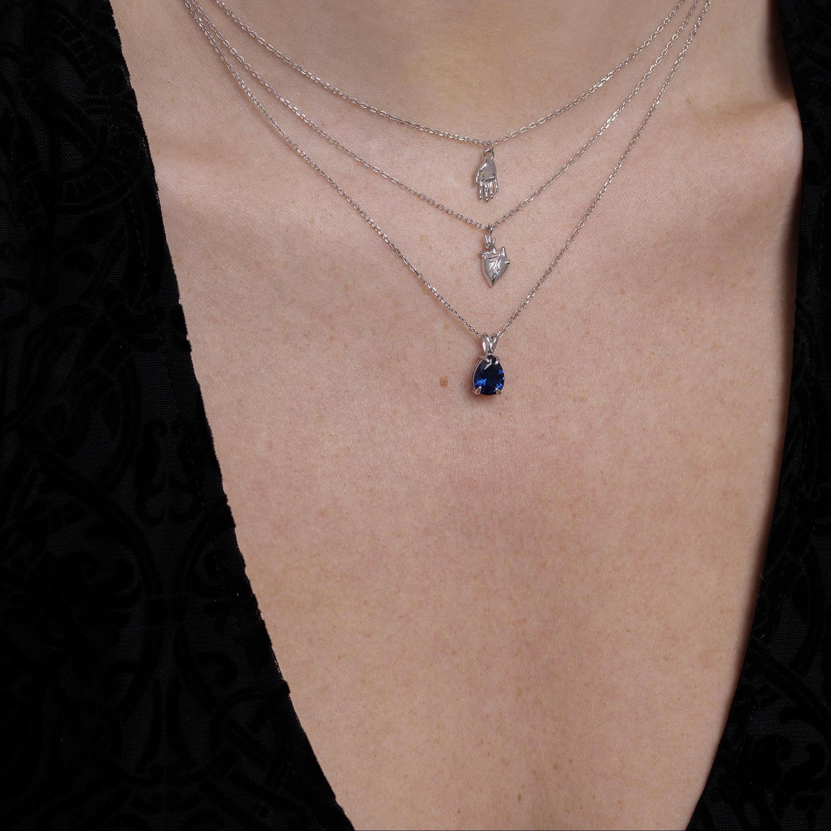 Moss Agate Pear Pendant Necklace