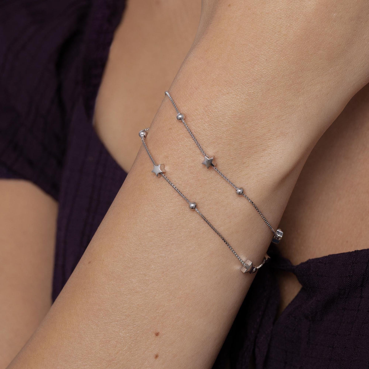 Sterling Silver Tiny Little Twinkle Stars Charm Bracelet, Anklet or Necklace - Adjustable - Sweet, Cute and Whimsical jewellery