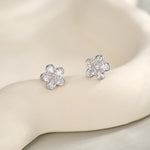 Tiny Flower CZ Stud Earrings in Sterling Silver, Forget Me Not Floral CZ Earrings, Silver or Gold, Flower CZ Earrings, Pear