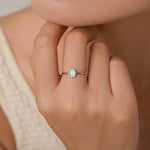 Blue Opal Oval Gemstone Ring