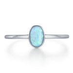 Blue Opal Oval Gemstone Ring