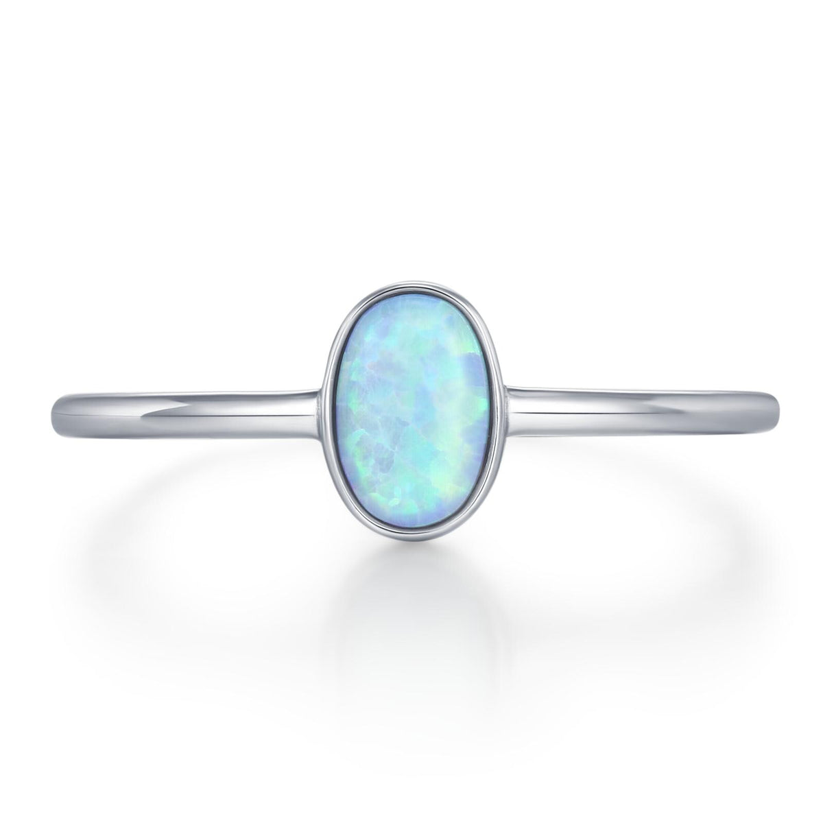 Blue Opal Oval Gemstone Ring