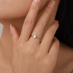 Blue Opal Oval Gemstone Ring