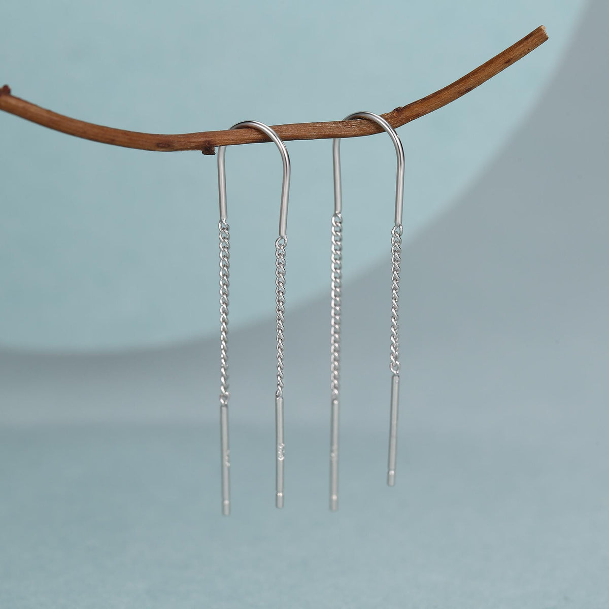 Sterling Silver Double Chain Threader Earrings