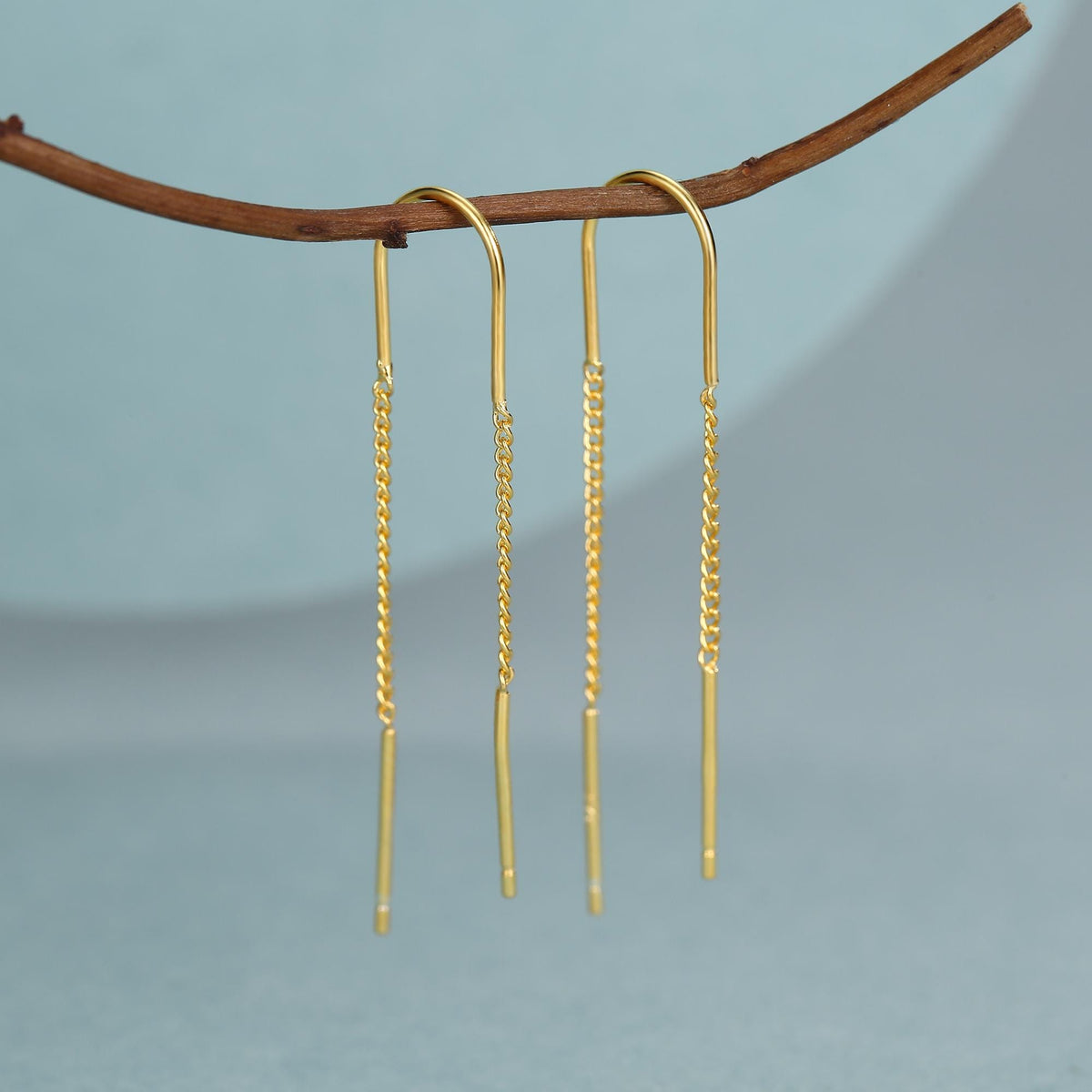Sterling Silver Double Chain Threader Earrings