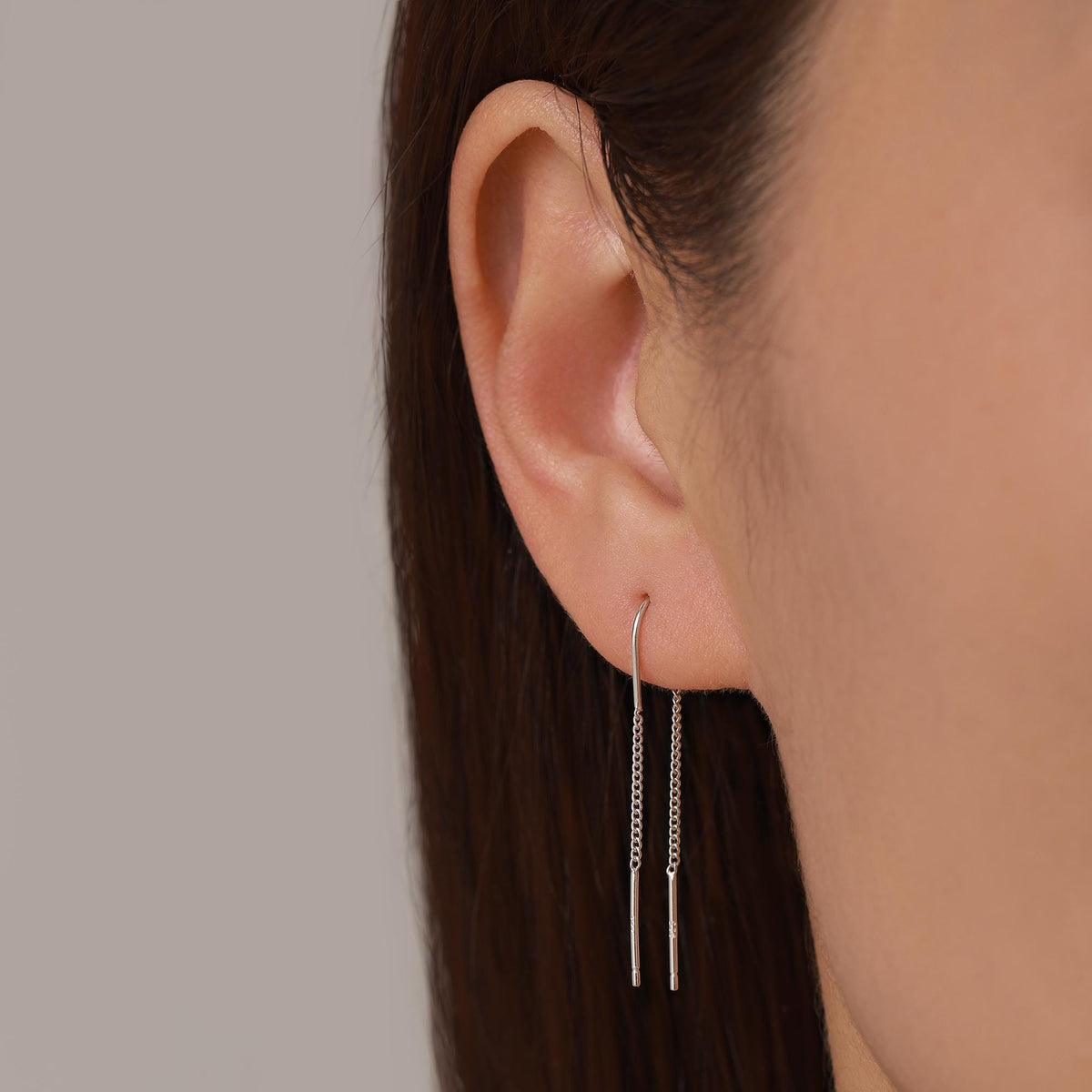 Sterling Silver Double Chain Threader Earrings