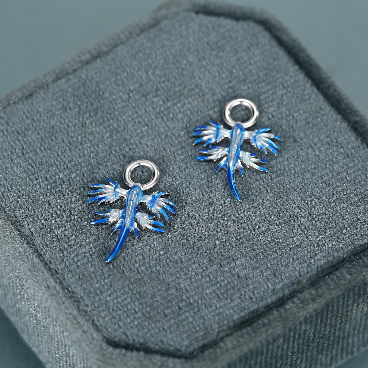 Sterling Silver Blue Glaucus Ocean Huggie Earrings