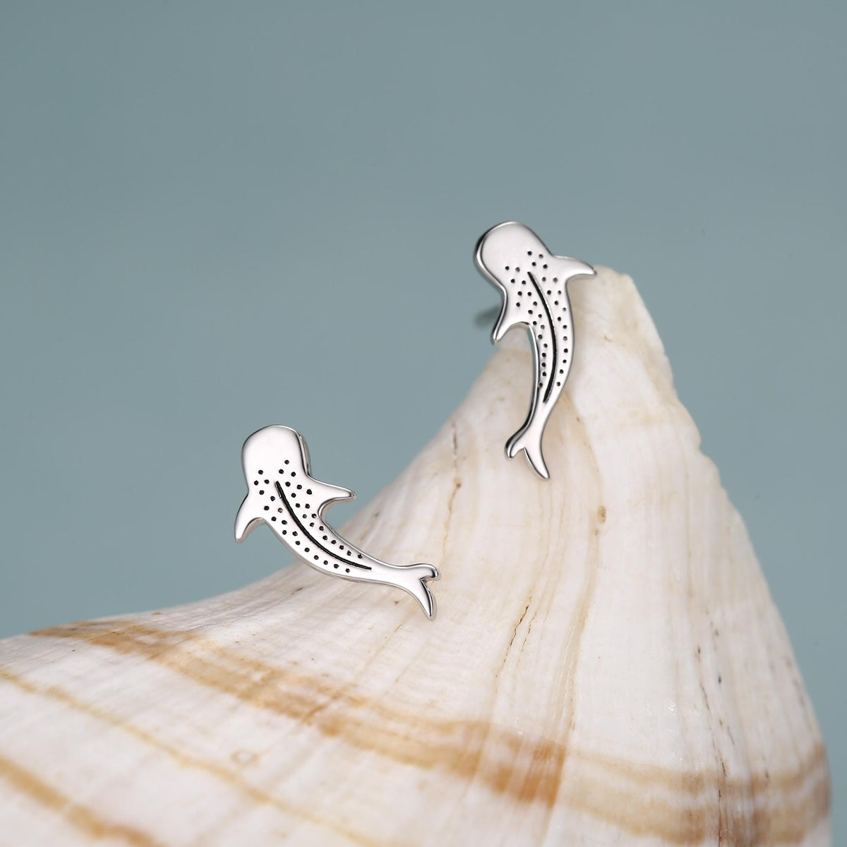 Sterling Silver Whale Shark Stud Earrings