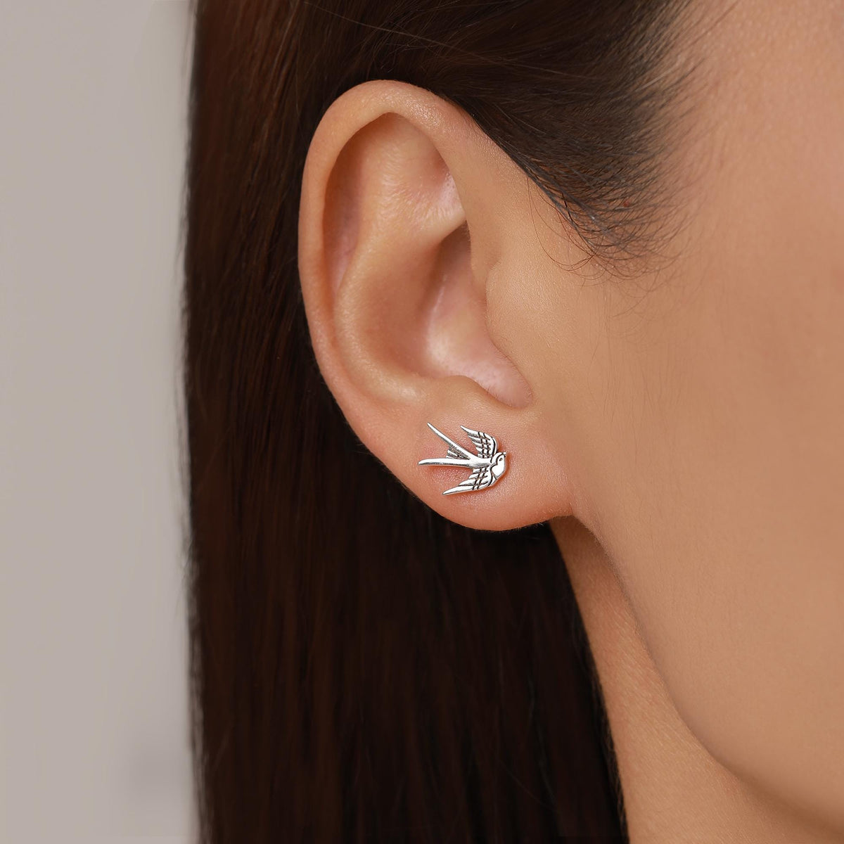 Sterling Silver Swallow Stud Earrings