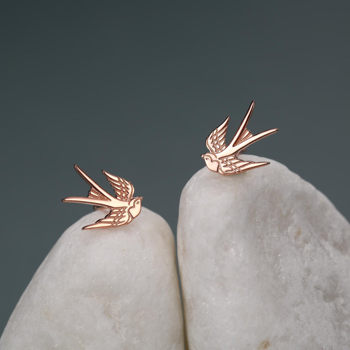 Sterling Silver Swallow Stud Earrings
