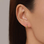 Sterling Silver Yellow CZ Diamond Huggie Earrings