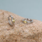 Sterling Silver Yellow CZ Diamond Huggie Earrings