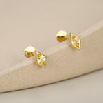 Sterling Silver Yellow CZ 16G Flat Back Labret Earring