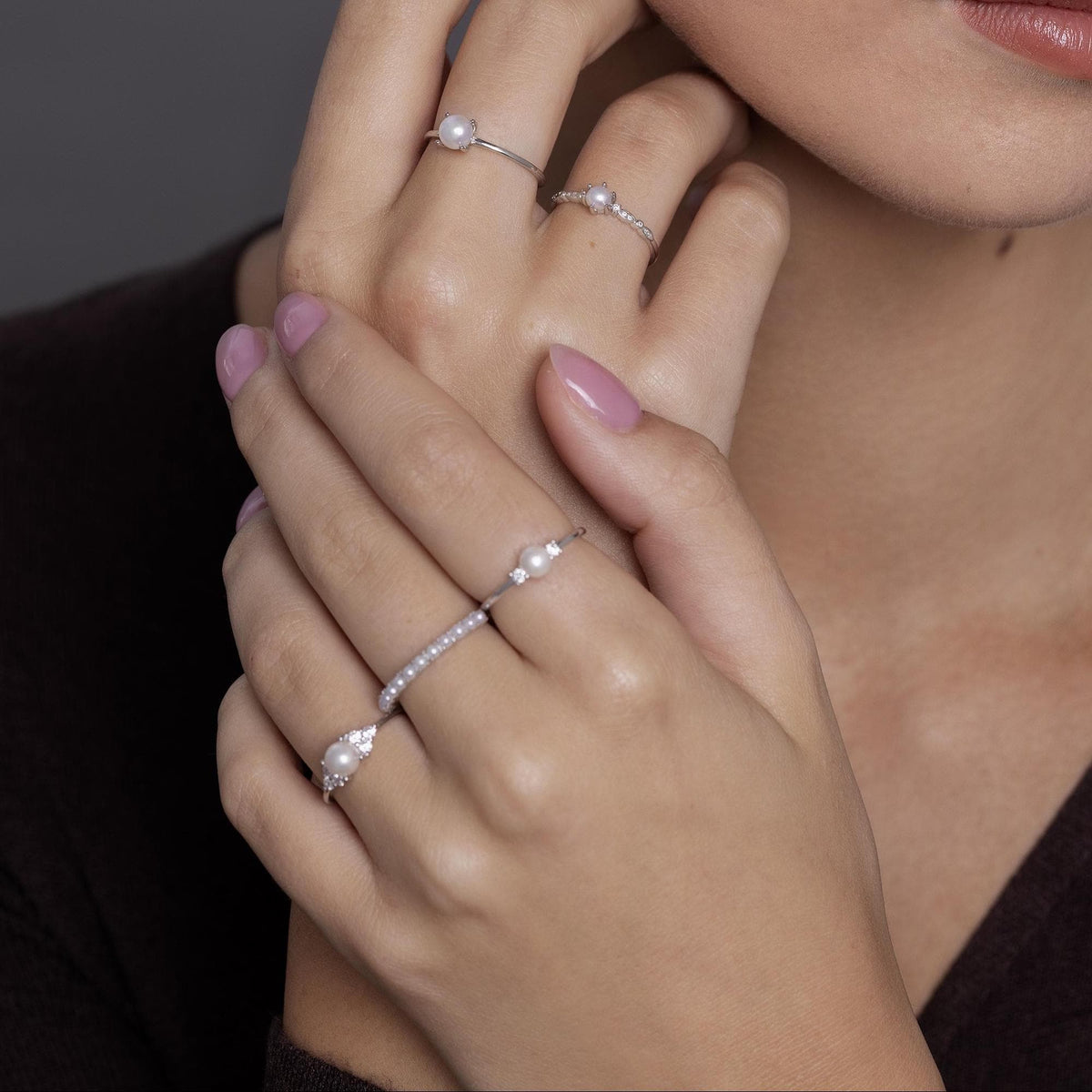 Freshwater Pearl CZ Gemstone Ring