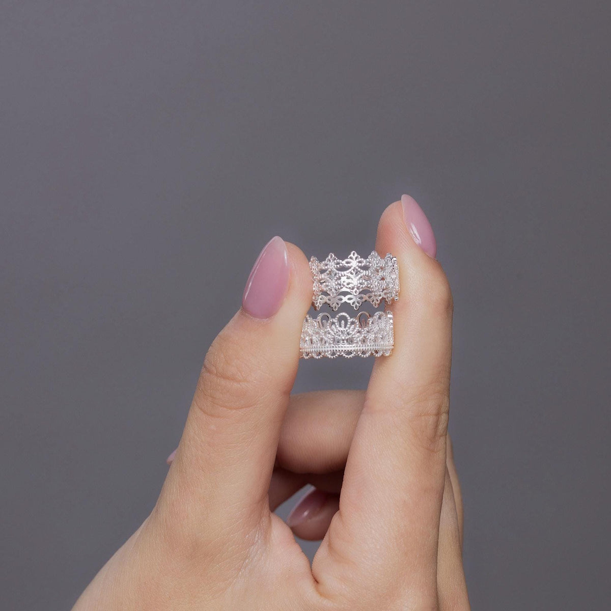 Sterling Silver Filigree Lace Crown Ring