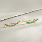Emerald Green CZ Crawler Earrings in Sterling Silver, Silver or Gold, Dotted Ear Crawlers, Emerald Green Crystal Crawler, Minimalist Crawler