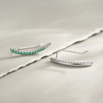 Emerald Green CZ Crawler Earrings in Sterling Silver, Silver or Gold, Dotted Ear Crawlers, Emerald Green Crystal Crawler, Minimalist Crawler