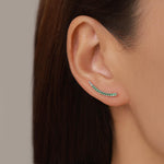 Emerald Green CZ Crawler Earrings in Sterling Silver, Silver or Gold, Dotted Ear Crawlers, Emerald Green Crystal Crawler, Minimalist Crawler