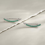 Emerald Green CZ Crawler Earrings in Sterling Silver, Silver or Gold, Dotted Ear Crawlers, Emerald Green Crystal Crawler, Minimalist Crawler