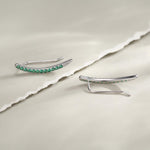 Emerald Green CZ Crawler Earrings in Sterling Silver, Silver or Gold, Dotted Ear Crawlers, Emerald Green Crystal Crawler, Minimalist Crawler