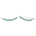 Emerald Green CZ Crawler Earrings in Sterling Silver, Silver or Gold, Dotted Ear Crawlers, Emerald Green Crystal Crawler, Minimalist Crawler