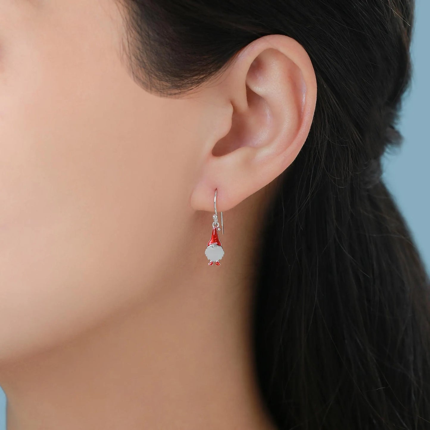 Tiny Gnome Jewellery Set in Sterling Silver — Rhodium-Coated Earrings & Necklace