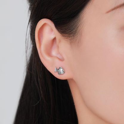 Japanese Taiyaki Fish Desert Stud Earrings in Sterling Silver, Silver, Gold or Rose Gold, Cute and Fun Food Jewellery, Fish earrings