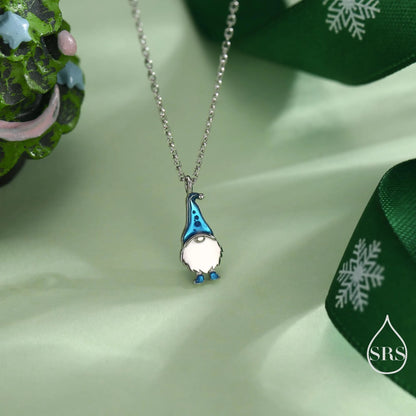 Tiny Gnome Jewellery Set in Sterling Silver — Rhodium-Coated Earrings & Necklace