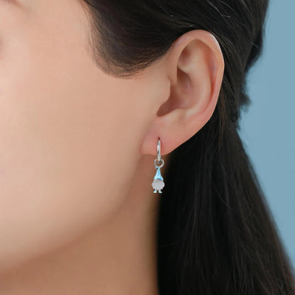 Tiny Gnome Jewellery Set in Sterling Silver — Rhodium-Coated Earrings & Necklace