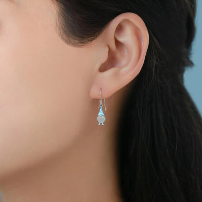 Tiny Gnome Jewellery Set in Sterling Silver — Rhodium-Coated Earrings & Necklace
