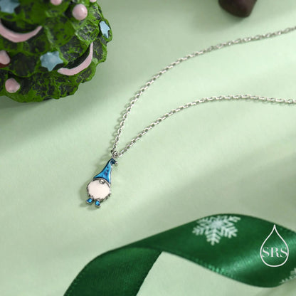 Tiny Gnome Jewellery Set in Sterling Silver — Rhodium-Coated Earrings & Necklace