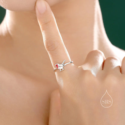 Robin Bird Enamel Jewellery Set in Sterling Silver — Rhodium-Coated Earrings and Necklace