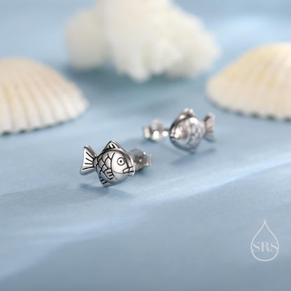 Japanese Taiyaki Fish Desert Stud Earrings in Sterling Silver, Silver, Gold or Rose Gold, Cute and Fun Food Jewellery, Fish earrings