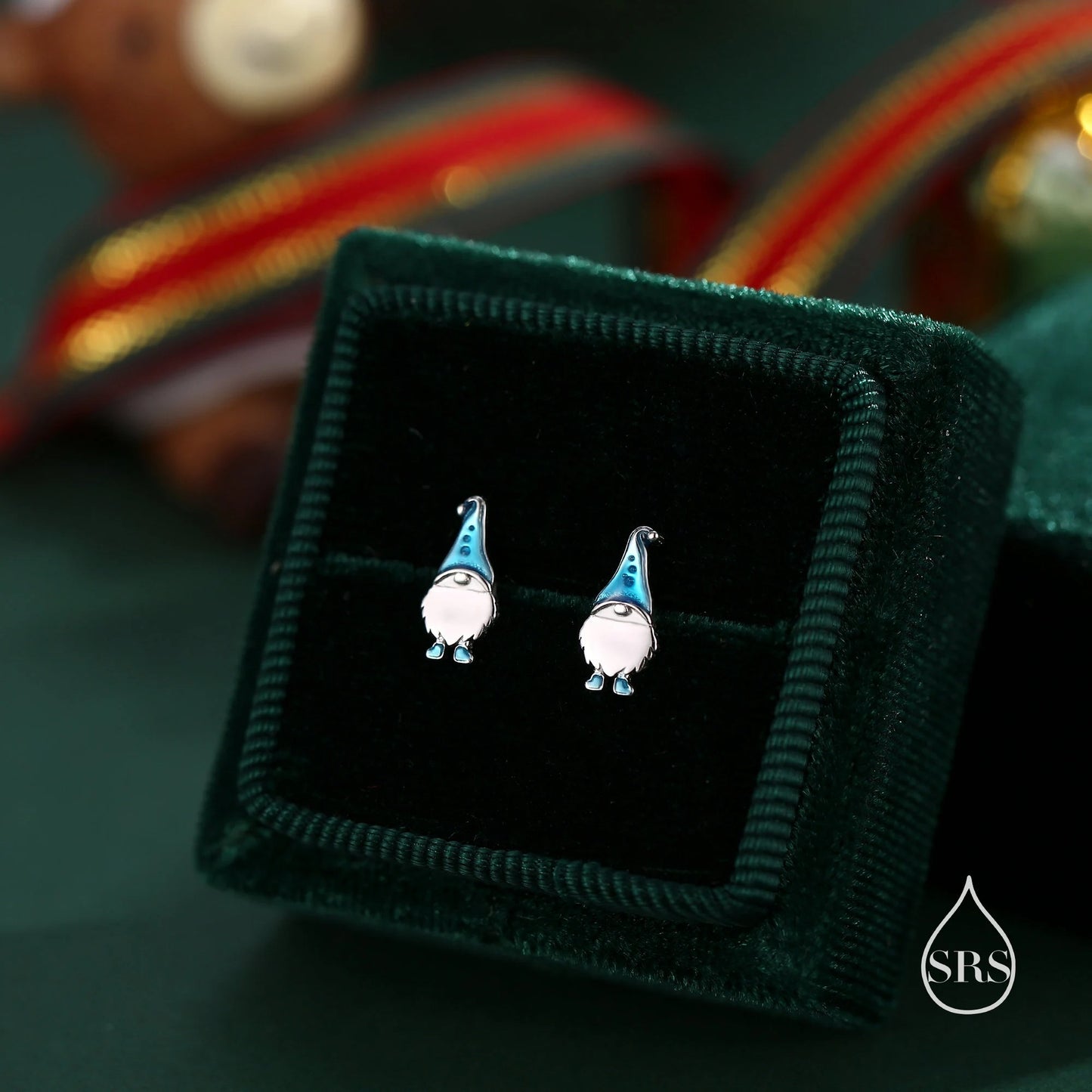 Tiny Gnome Jewellery Set in Sterling Silver — Rhodium-Coated Earrings & Necklace