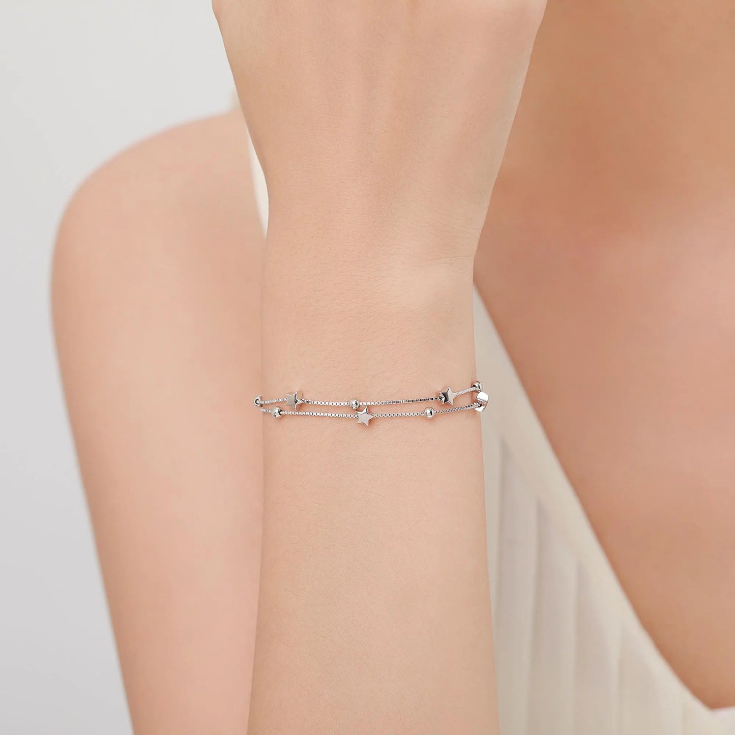 Sterling Silver Tiny Little Twinkle Stars Charm Bracelet, Anklet or Necklace - Adjustable - Sweet, Cute and Whimsical jewellery