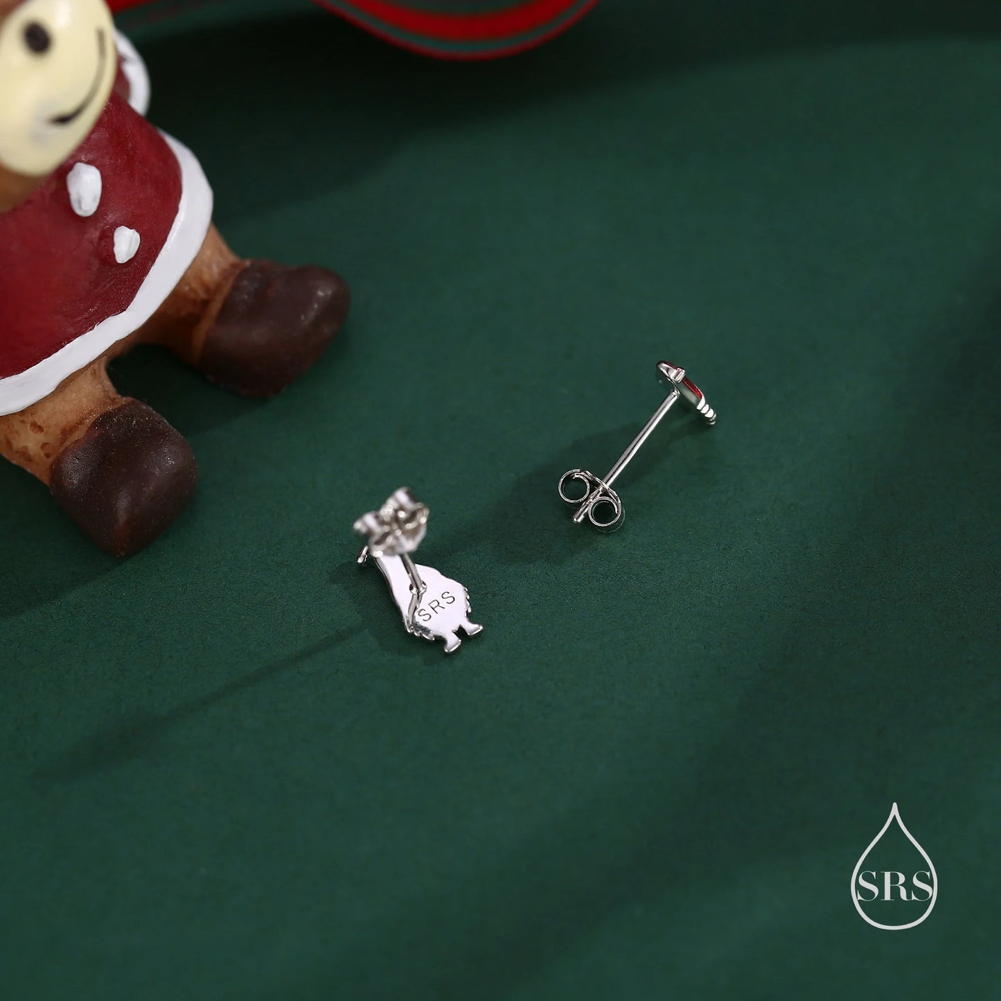 Tiny Gnome Jewellery Set in Sterling Silver — Rhodium-Coated Earrings & Necklace