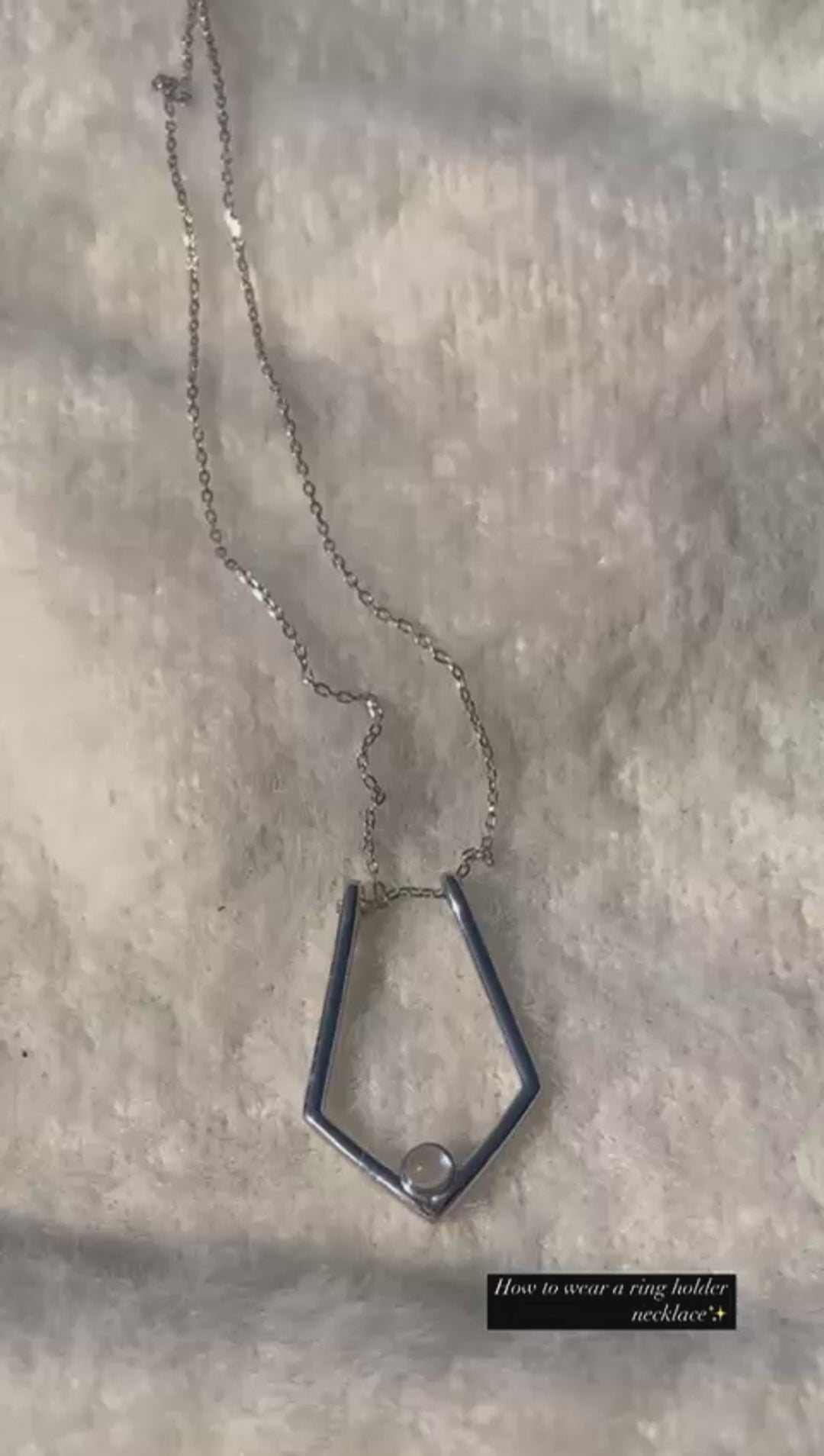 UK Only – Rhombus Pentagon Ring Holder Necklace in Sterling Silver, Gold or Rose Gold,50cm