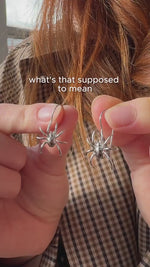 Dangling Spider Web and Spider Stud Earrings