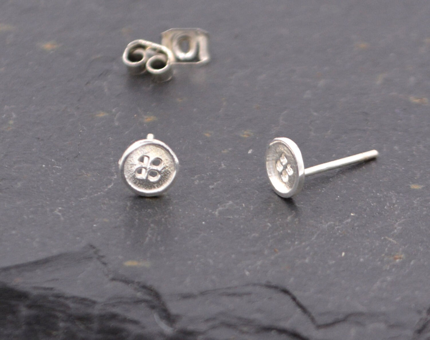 Sterling Silver Dainty Little Button Stud Earrings - Cute and Quirky Jewellery  D48