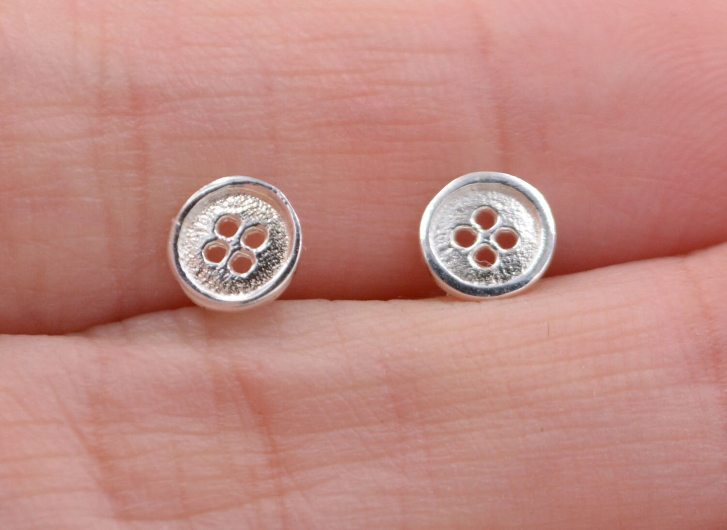 Sterling Silver Dainty Little Button Stud Earrings - Cute and Quirky Jewellery  D48