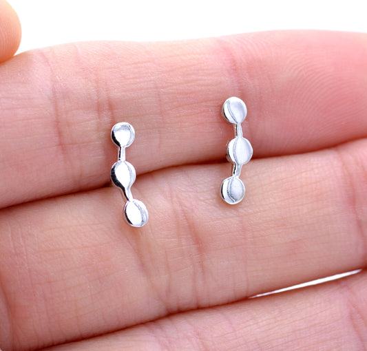 Polished or Textured Little Circle Dot Trio Constellation Stud Earrings - Dainty and Pretty